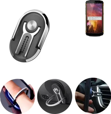 Produktbild von K-S-Trade 3in1 Smartphone-Ring Handy-Ring kompatibel mit Blackview BV5800 Fingerhalterung  Handyring Tischständer Lüftungsgitter-Halterung Tisch