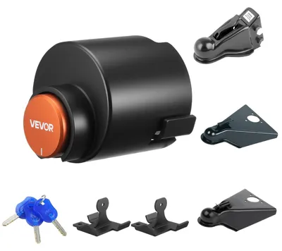 Imagen del producto de Cerradura para enganches de remolque VEVOR, compatible con acoplamientos de 50,8 mm y 58,7 mm, sistema antirrobo con 3 llaves, cerradura de alta seguridad para autocaravanas, remolques y barcos