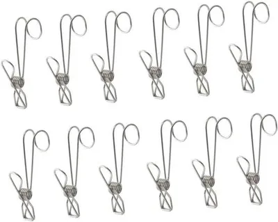 Produktbild von 12 Stück robuste Metall-Waschschlitzschneider mit magnetischer Haken für Kleiderhaken - Rostfreier Waschschlitzschneider-Set mit Mundbadewannenbecher - Kleidungszubehör für Drahtklammern