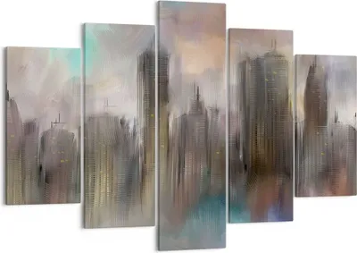 Produktbild von Bild auf Leinwand - Leinwandbild - Stadt Abstraktion - 150x100cm - Wand Bild - Wanddeko - Leinwanddruck - Bilder - Kunstdruck - Wanddekoration - Leinwand bilder - Wandkunst - EA150x100-3675
