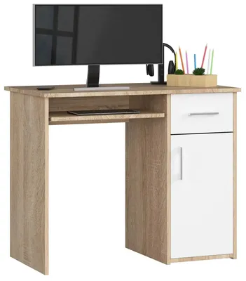 Produktbild von Computertisch - PIN - Kompakt - 1 Tür - 1 Schublade - 3 Ablagen - 90 x 50 x 74 cm - Weiß