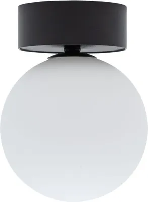 Produktbild von Deckenleuchte Metall Glas Ø 12 cm Schwarz Weiß G9 Kugelschirm rund Retro Deckenlampe