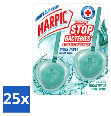 Produktbild von 25 x Harpic Toiletblock Eucalyptus - Ohne Bleiche - 40 g - Vorteilspackung - 25 Stücke