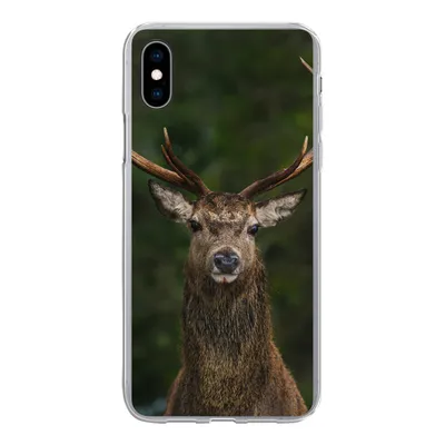 Produktbild von MuchoWow® Handyhülle Schutzhülle Hülle für iPhone Xs Hirsch - Geweih - Natur Silikon Softcase Handy Hülle - Handytasche