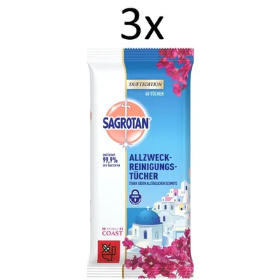Produktbild von 3X Sagrotan Allzweckreinigungstücher Duftedition 3 X 60 Tücher