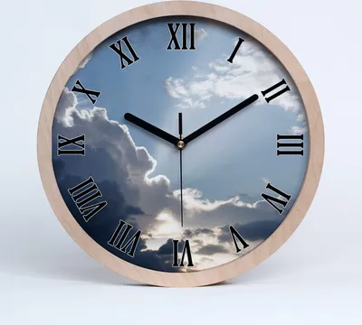Produktbild von Holzuhr 30fi cm wanduhr - schwarze Spitzen - Wolken im Himmel