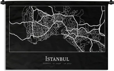 Produktbild von MuchoWow® Wandteppich Wandbehang Stadtplan - Istanbul - Karte 150x100 cm Tapisserie Dekoration Wandtuch - Waschbar - Tapisserien - Wand-Decke