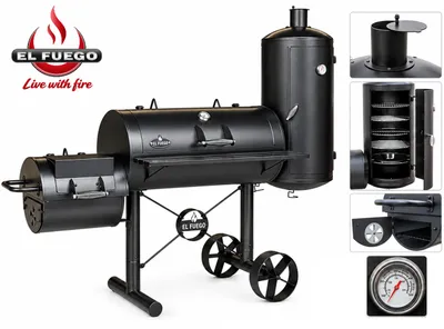 Produktbild von El Fuego Smoker / Holzkohlegrill Kiona Grillfl. 43x39/98x44/Ø42,5(x4)