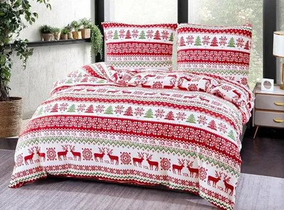Produktbild von Famanu Bettwäsche 135 x 200 cm, Weihnachtsmotive, winterlich, kuschelige Mikrofaser, 2-teilig mit Reißverschluss