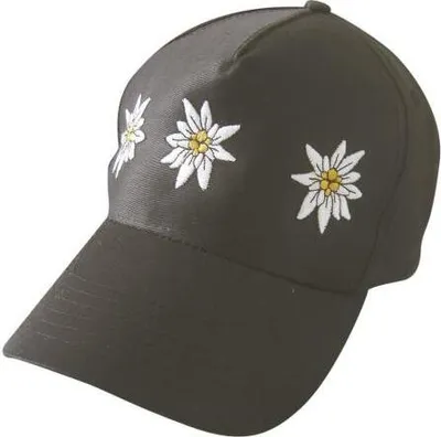 Produktbild von Baseballcap mit Einstickung - Edelweiss Blüten - 68074 schwarz