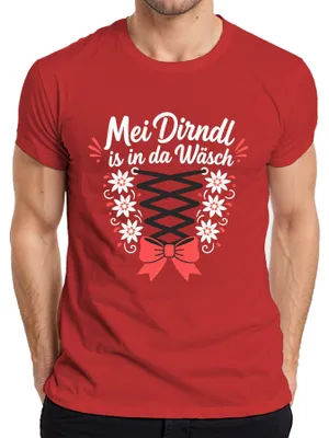 Obrázek produktu pro Mei Dirndl, dámské tradiční šaty, alternativní kožené kalhoty, pánské tričko, červená barva, velikost XL