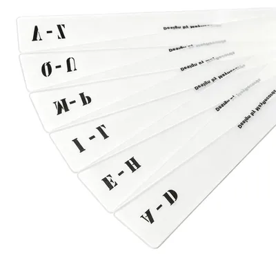 6 A-Z Registertrenner aus Acryl für Schallplatten, 364x49 mm