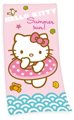 Produktbild von Strandlaken Strandtuch - 75 x 150 cm - Hello Kitty Summer - Duschtuch Saunatuch Badetuch Baumwolle Velour