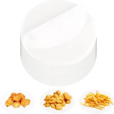 Produktbild von Runde Backpapiere 30 cm, 200 Stück, antihaft, hitzebeständig für Airfryer, Ofen und BBQ, ideal für Pizza und Kuchen.
