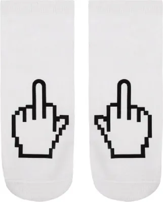 Produktbild von Socken Mittelfinger weiß schwarz, Strümpfe Socke Hand