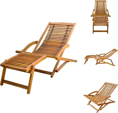 Image de vidaXL Chaise longue avec repose-pieds acacia massif - Bains de soleil