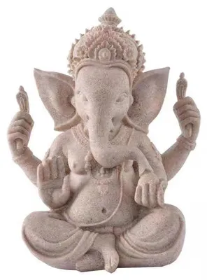 Produktbild von Ganesha Figur Dekofigur Skulptur - 9,5 cm - Harz - Sandsteinfarben