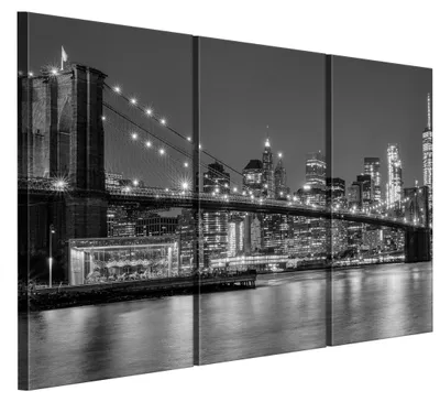 Produktbild von LUMASOUL Leinwand Bilder 3 Stck, Leinwandbild Stadt Motiv, Bilder 90x60 cm mit Architeture Motiv, Schwarz, Weiß New York 01