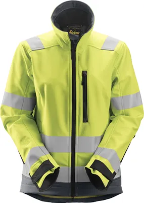 Produktbild von Snickers Damen AllroundWork Hi-Vis Softshell Arbeitsjacke, Kl. 2/3, EN 20471 HV-Gelb-Stahlgrau-XS