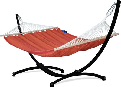 Produktbild von Potenza Outdoor Hängematte mit Gestell für 2 Personen I 100% Baumwolle Medelin Stabhängematte 215x140, 160kg I Hängemattengestell 220kg, wetterfest