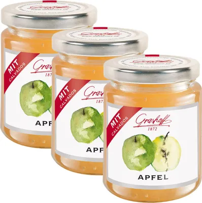 Image de Confiture de pommes Grashoff affinée au Calvados 250g paquet de 3