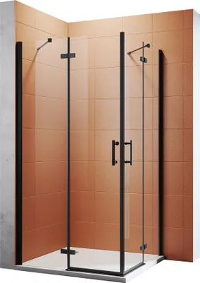 Produktbild von SONNI Schwarzes Duschkabine Eckeinstieg Dusche Scharniertür Duschabtrennung Nano Glas Eckdusche 80x90x195cm 6mm ESG-Sicherheitsglas