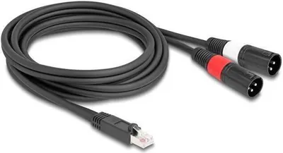 Zdjęcie produktu dla DeLOCK 88173, RJ-45, Męska, 2 x XLR (3-pin), Męska, 2 m, Czarny