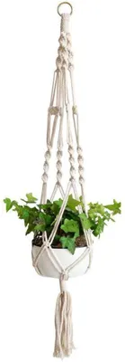 Produktbild von Makramee Blumenampel Baumwollseil Hängeampel Blumentopf Pflanzen Halter Aufhänger für Innen Außen Decken Balkone Wanddekoration