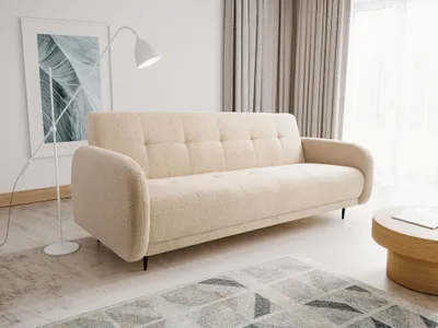 Produktbild von Schlafsofa SALVA 215 x 100 cm  – komfortables Sofa mit Schlaffunktion, großem Bettkasten und leichtem Klappmechanismus, LAMBI 05 - Kaltes Beige