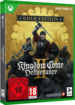 The image shows the front cover of a video game box for Kingdom Come Deliverance 2 (Gold Edition) on Xbox Series X.
