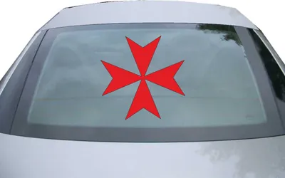 Produktbild von Indigos UG - Aufkleber Heckscheibe & Motorklappe DE2539 - rot - 600x600 mm - Malteserkreuz - Auto Scheiben Fenster Heckklappe Tuning Racing JDM - Die cut
