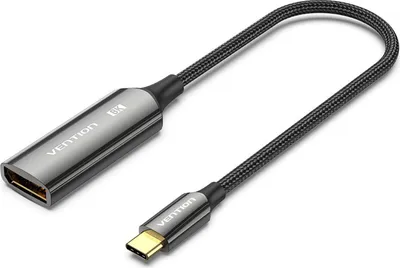 Zdjęcie produktu dla Vention Konwerter USB-C na DP 8K w oplocie bawełnianym 0,25 m, typ czarny, stop cynku