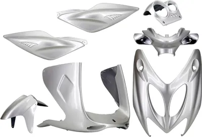 Produktbild von Zestaw owiewek TNT 7-częściowy do MBK Nitro Naked, Yamaha Aerox Cat 50 / 100 ccm rok 1999 - 2003, kolor: srebrny