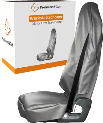 Produktbild von Werkstattschoner Kunstleder Sitzbezug für Fahrersitz universell mit Kopfstützenabdeckung und Gurtschlitz für LKW Transporter Wohnmobil