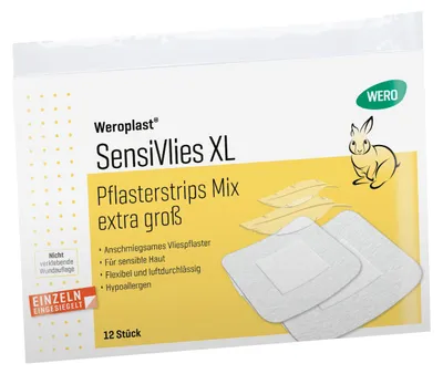 Produktbild von Weroplast® SensiVlies XL Pflasterstrips Mix, 12 Stk/Pkg