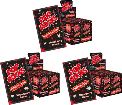 Produktbild von Pop Rocks Erdbeere 50 Stk. im Display knisternde Zuckerware (3er Pack)