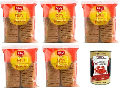 Produktbild von Schar Panini Rolls, das glutenfreie Brötchen zur Zubereitung leckerer Sandwiches 5x150gr + Italian gourmet polpa 400g