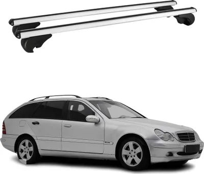 Image de Barres de toit Transversales pour Mercedes Classe C S203 2000-2007 Alu Argent