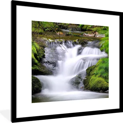 Produktbild von MuchoWow® Gerahmtes Poster Wasser - Natur - Wasserfall 40x40 cm - Poster mit Schwarzem Bilderrahmen Wandposter Rahmen Foto Bilder - Poster - Plakat im Rahmen