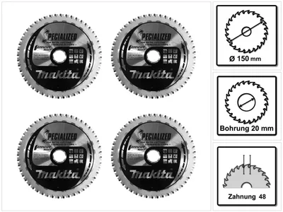 Obrázek produktu pro Makita MCCS15048E SPECIALIZED EFFICUT pilový kotouč 150 x 20 x 1,1 mm 4 ks ( 4x B-69331 ) 48 zubů na kov