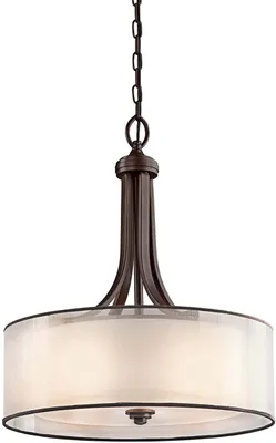 Produktbild von Elstead Lacey Hängeleuchte E27 4-fach Mission Bronze helle Umbra, Erd-Farbe, metallisch gefrostet