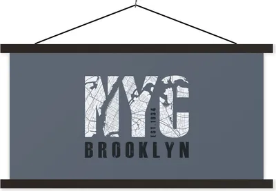 Produktbild von MuchoWow® Textilposter New York - Brooklyn - NYC 150x75 cm mit schwarzem Rahmen - Posterleiste