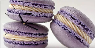 Produktbild von Wanduhr aus Glas mit Motiv Lila Macarons- 60 x 30 cm - inkl. Aufhängesystem
