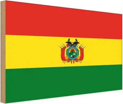 Produktbild von vianmo Holzschild 30x40 cm Boliviens Bolivia Flagge Fahne Wappen