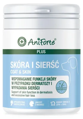 Produktbild von AniForte Plus Fell & Haut für Hunde 90 Tabletten - bei Dermatose & Haarausfall Hund, MSM & Biotin, unterstützt die Hautfunktion & bei Fellproblemen