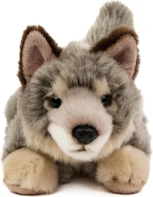 Produktbild von Kuscheltier Wolf liegend grau/beige 20 cm Plüschwolf