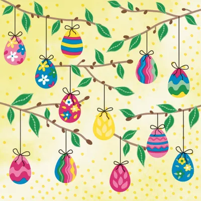 Produktbild von 16 Servietten geprägt Moments Easter Tree - Ostereier an Zweige 33x33cm