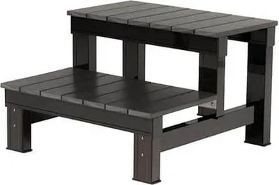 Produktbild von Home Deluxe - Outdoor Whirlpool Treppe MARBLE - Maße: 58x38x57 cm, Farbe: Grau, rutschhemmend & witterungsbeständig I Pooleinstieg Whirlpoolzubehör
