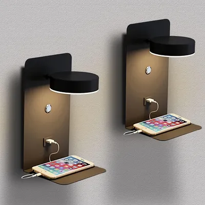 Productafbeelding van Set van 2 Dimbare Wandlampen met USB Oplaadpoort