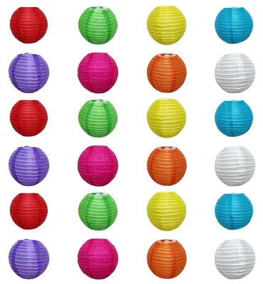 Zdjęcie produktu dla Zestaw 24 mini papierowych lampionów do dekoracji